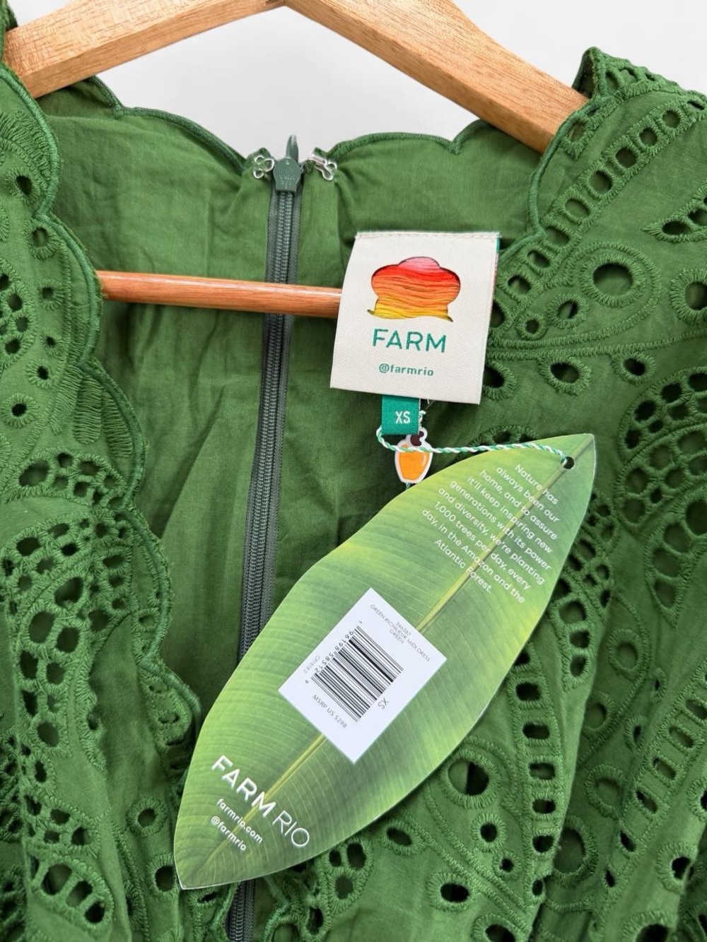 NWT FARM RIO Green Richeliu Eyelet Midi Dress - Picture 4 of 10